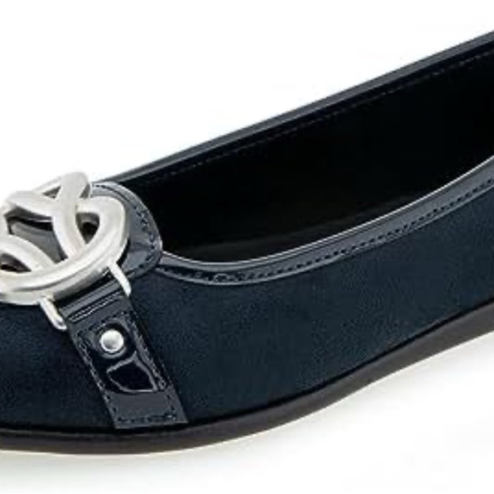 AEROSOLES Dark Blue Flats with Metallic Accent